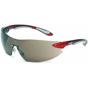 Uvex Ignite Wraparound Safety Glasses, Red with Gray Lens