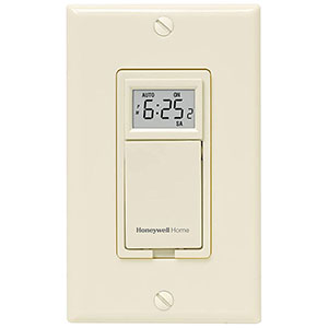 Honeywell Home 7-Day Programmable Light Switch Timer, 40 Watt Min, Almond