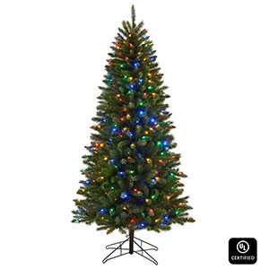 Honeywell 6.5 ft Slim Eagle Peak Dual Color Pre-Lit Artificial Christmas Tree