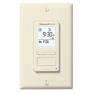 Honeywell Home Solar 7-Day Programmable Light Switch Timer, 40 Watt Min, Almond