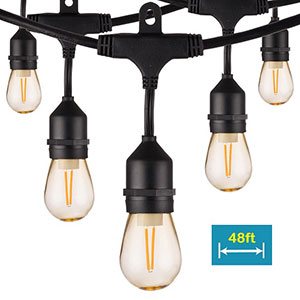 Honeywell 48 Foot Amber LED String Light Set with Polystyrene Bulb